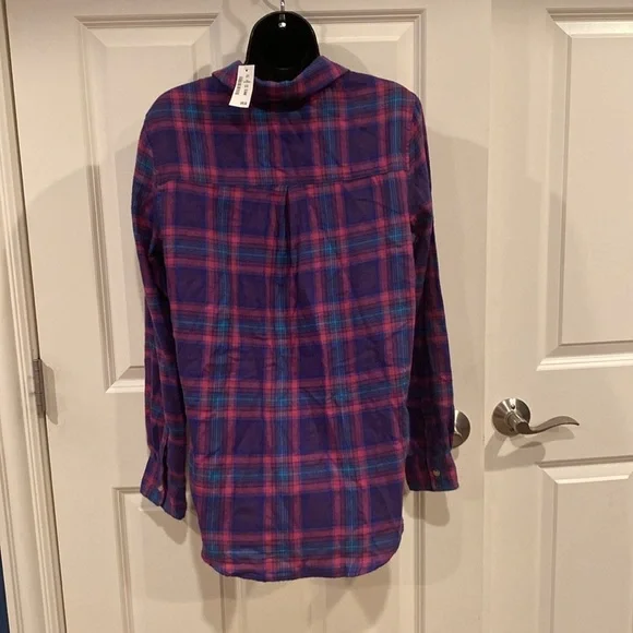 Large Aeropostale light flannel shirt with blue and pink - NWT - Picture 2 of 4